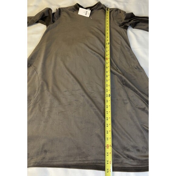 J JILL Mocha Dipped Hem Crushed Velour Dress Women Small Velvet Pockets Winter - Picture 12 of 13